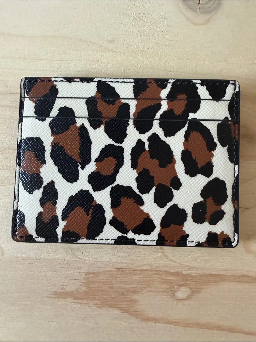 kate spade Leopard-Print Card Holder in Brown, Black & White